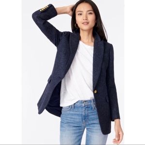 J. Crew Tall Long Parke blazer coat in navy herringbone English 100% wool